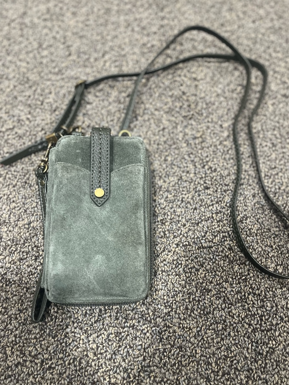 The Sak Suede Crossbody Phone Bag in Forest Green